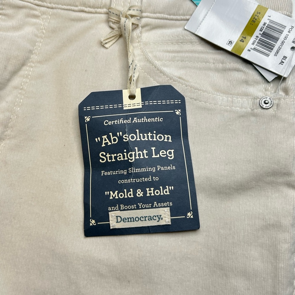 Democracy NWT Ab Solution‎ Natalie Straight Leg Corduroy Jeans Size 14 34x30 - Picture 7 of 16